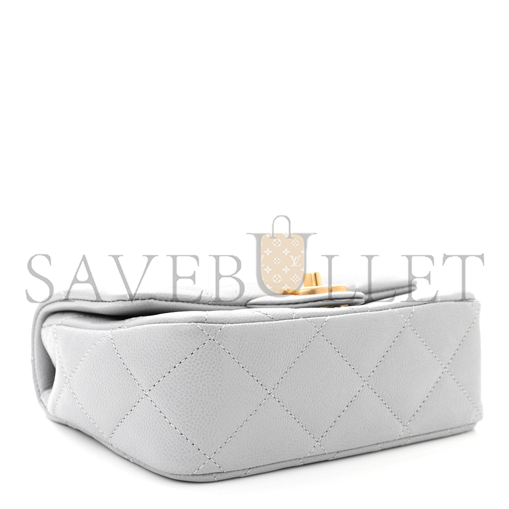 Ch*el caviar quilted mini sweetheart flap grey (20*14*8cm)